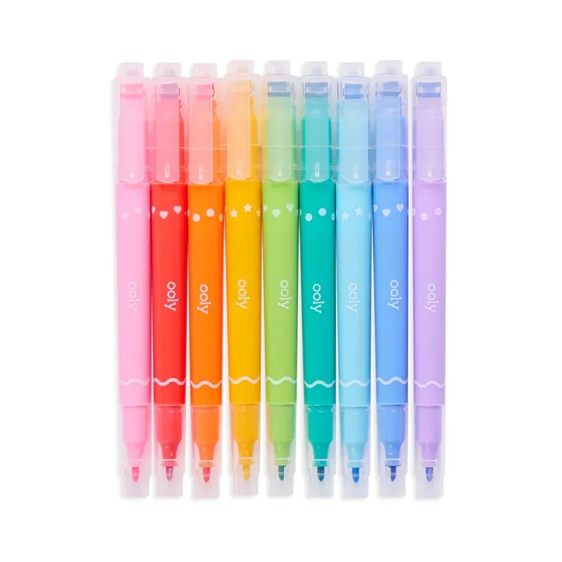 Confetti Stamp Double-Ended Markers - Set of 9