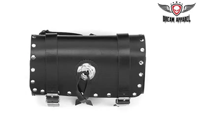 Dream Apparel 12" Black PVC Motorcycle Tool Bag With Concho & Studs