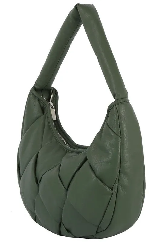 ecostitch Puffy Woven Hobo Shoulder Bag