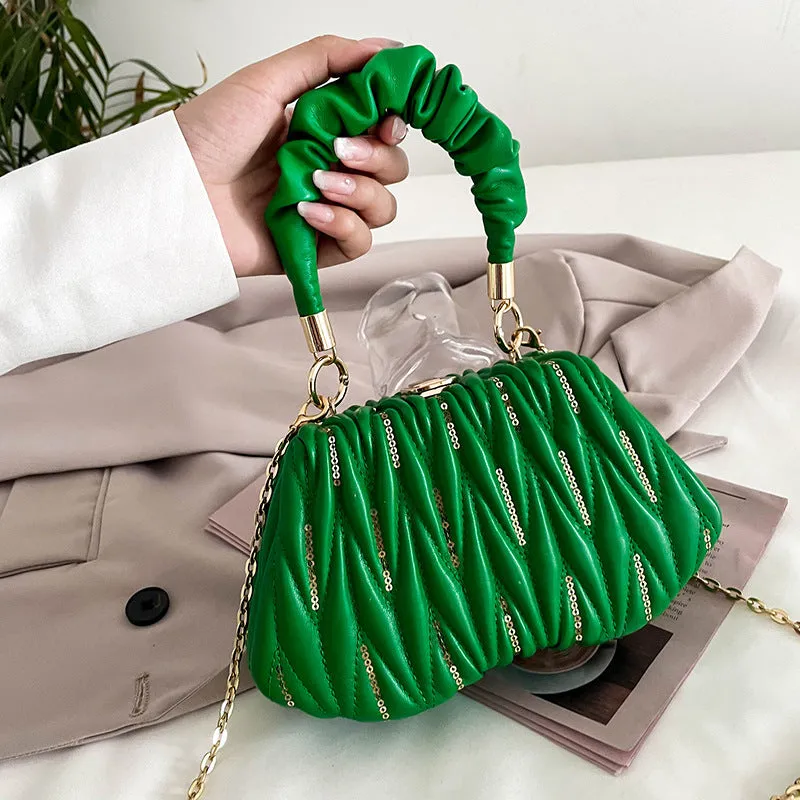 Embroidered Pleated Clutch Handbags