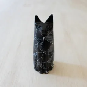 Etched Sitting Black Cat