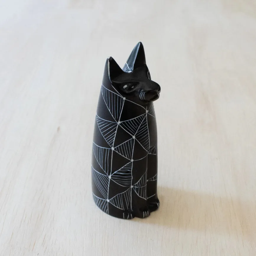 Etched Sitting Black Cat