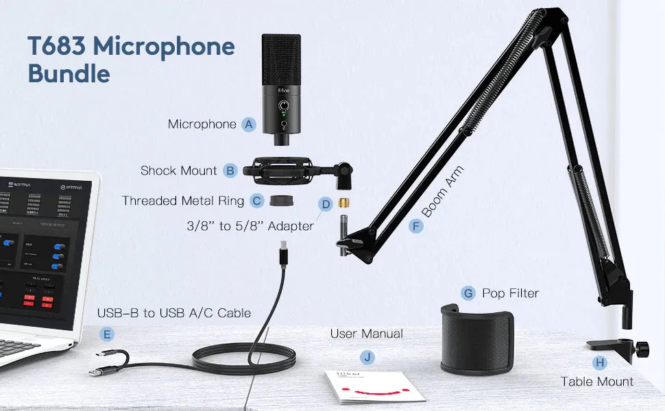 Fifine x DELE T683 USB Microphone Bundle