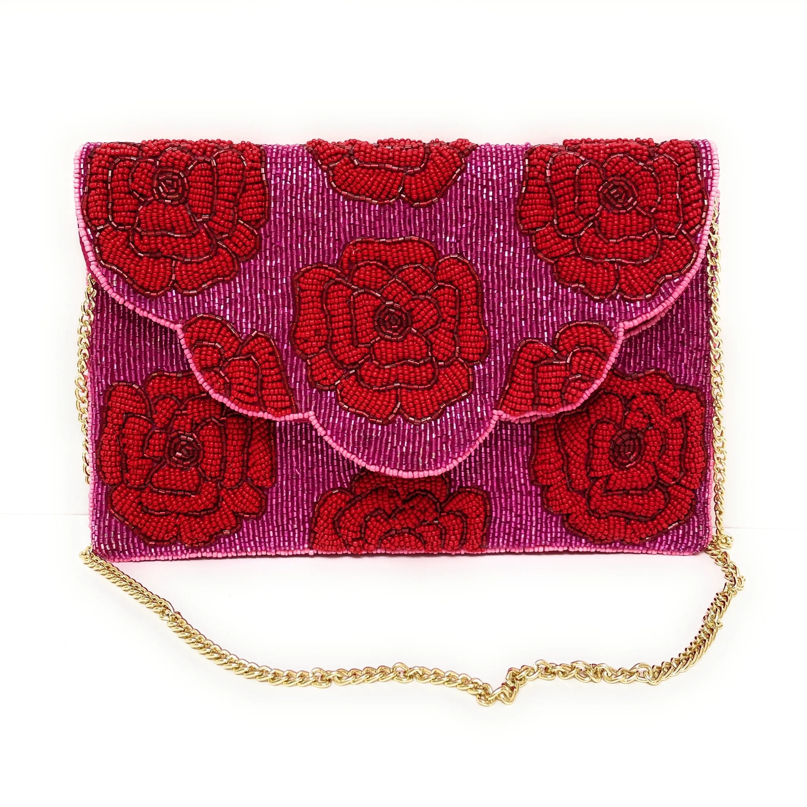 Floral Beaded Clutch Purse