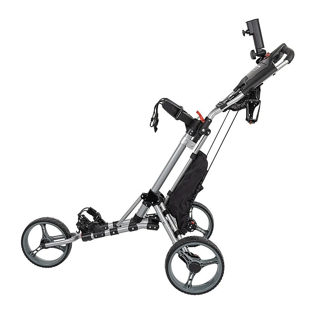 Foldable 3-Wheel Golf Club Trolley with Storage and Brakes