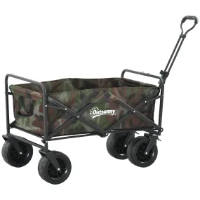 Folding Garden Trolley, Outdoor Wagon Cart with Carry Bag, for Beach, Camping, Festival, 100KG Capacity, Camouflage