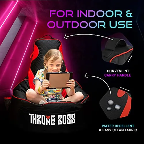 Gaming Bean Bag Chair Kids with High Back Black or Red cover only