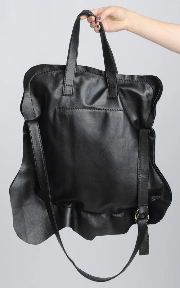 Genuine Leather Black Tote Bag