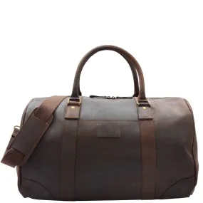 Genuine Leather Holdall Weekend Multi Use Duffle Bag ADEL Brown