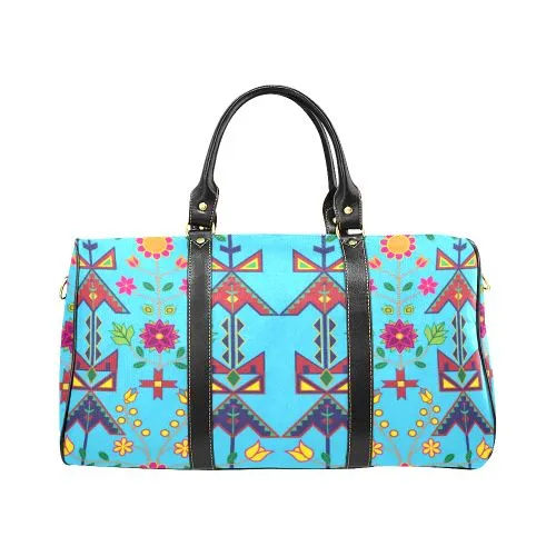 Geometric Floral Spring-Sky Blue Waterproof Travel Bag