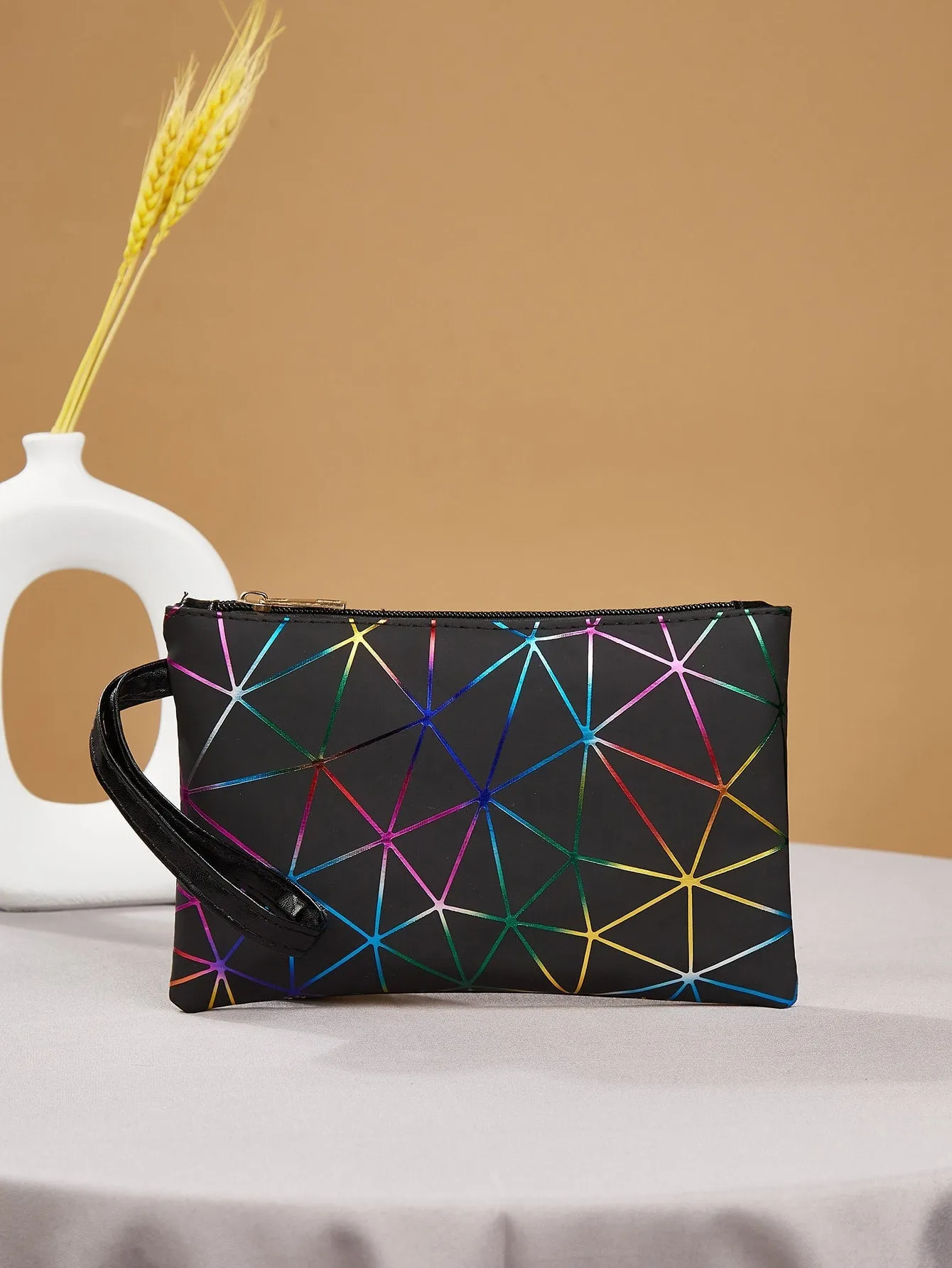 Graphic Clutch Bag With Wristlet