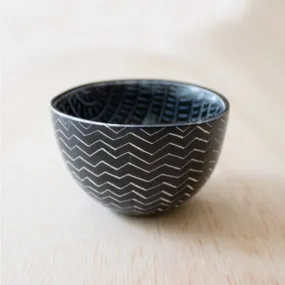 Handcarved Two Pattern Bowl - Black