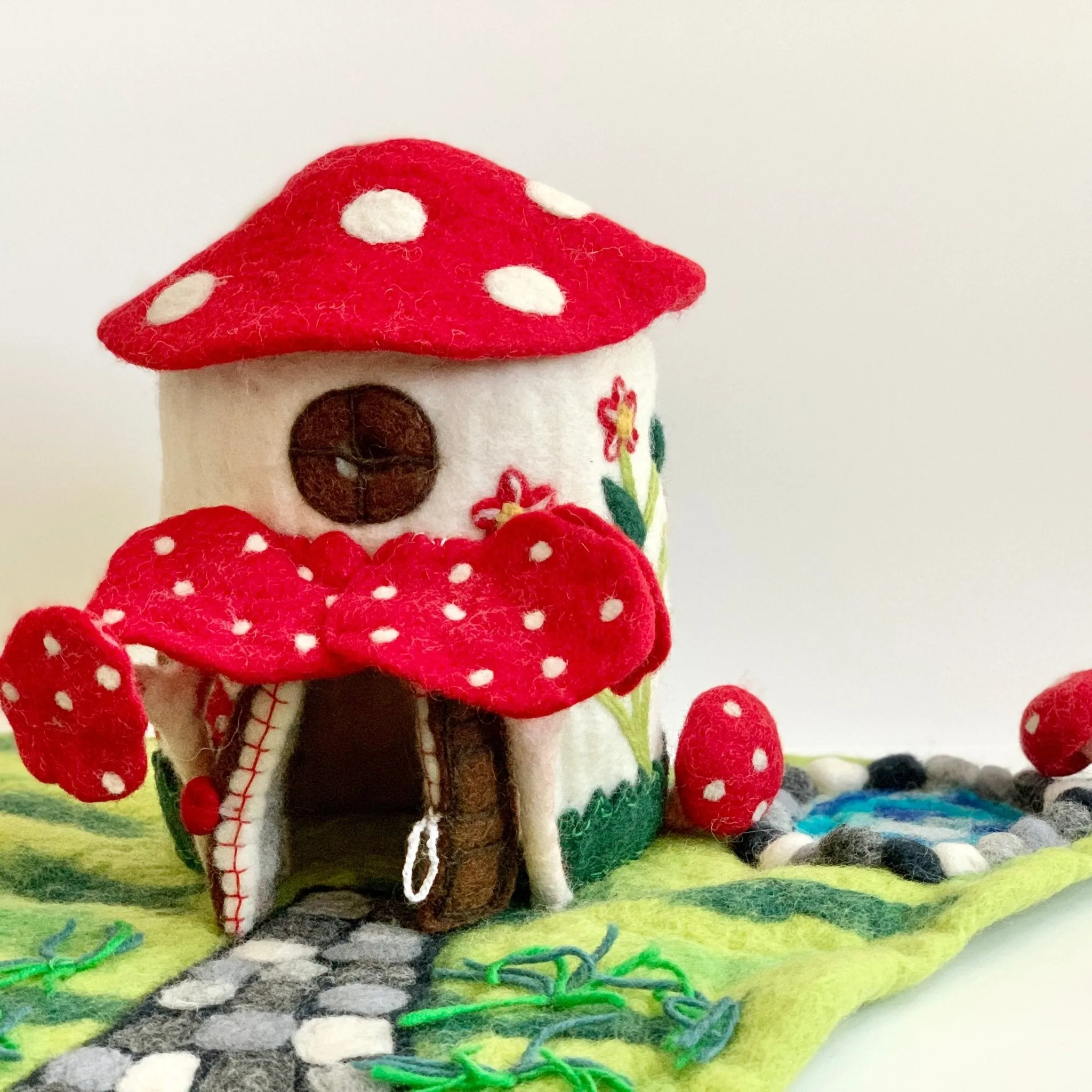 Handmade Felted Mushroom Fairy House