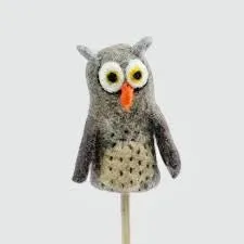 Handmade Felted Owl Finger Puppet