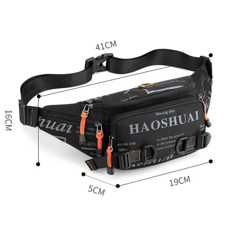 HAOSHUAI 5135 Outdoor Men Waist Bag Waterproof Nylon Cloth Men Bag(Dark Green)