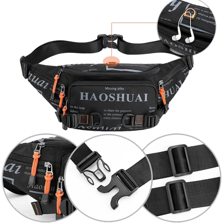 HAOSHUAI 5135 Outdoor Men Waist Bag Waterproof Nylon Cloth Men Bag(Dark Green)