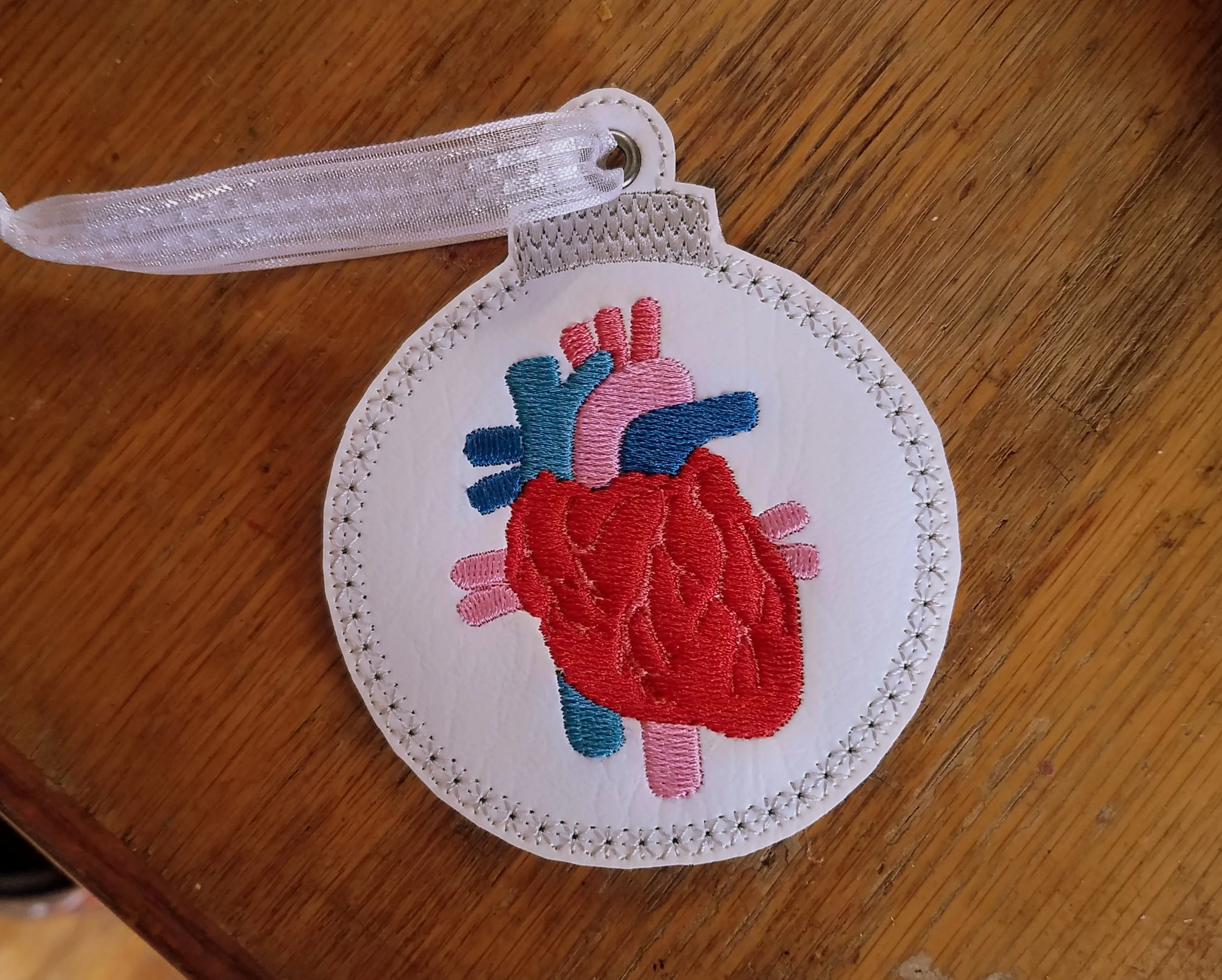 Heart Embroidered Christmas Ornament