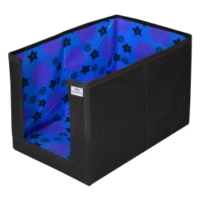 Heart Home Flower Printed Multiuses Non-Woven Closet Organizer With Handles (Black & Blue) -HS43HEARTH26517