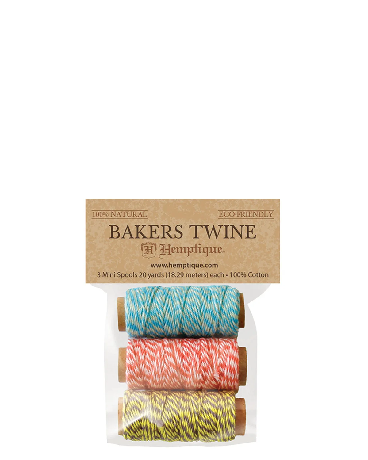 Hemptique Cotton Bakers Twine 2 Ply 3 Mini Spool Bag Set