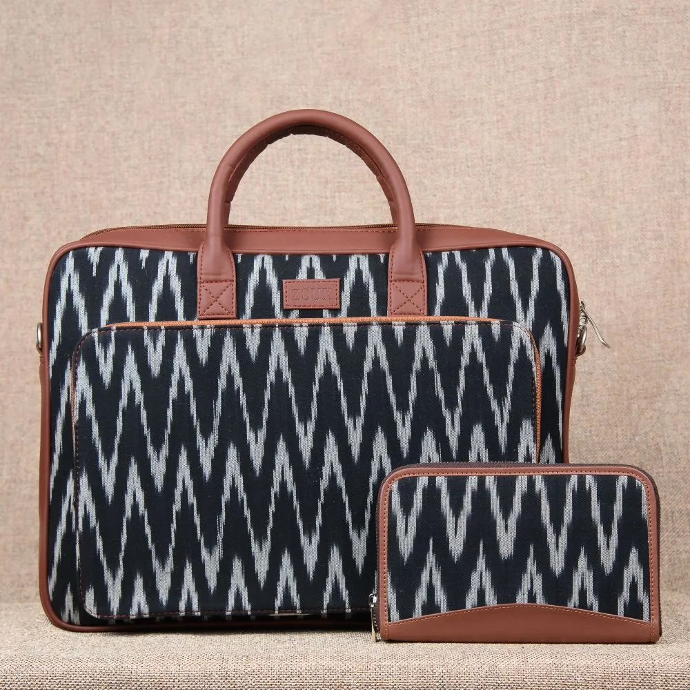 Ikat Print Combo - Laptop Bag & Chain Wallet