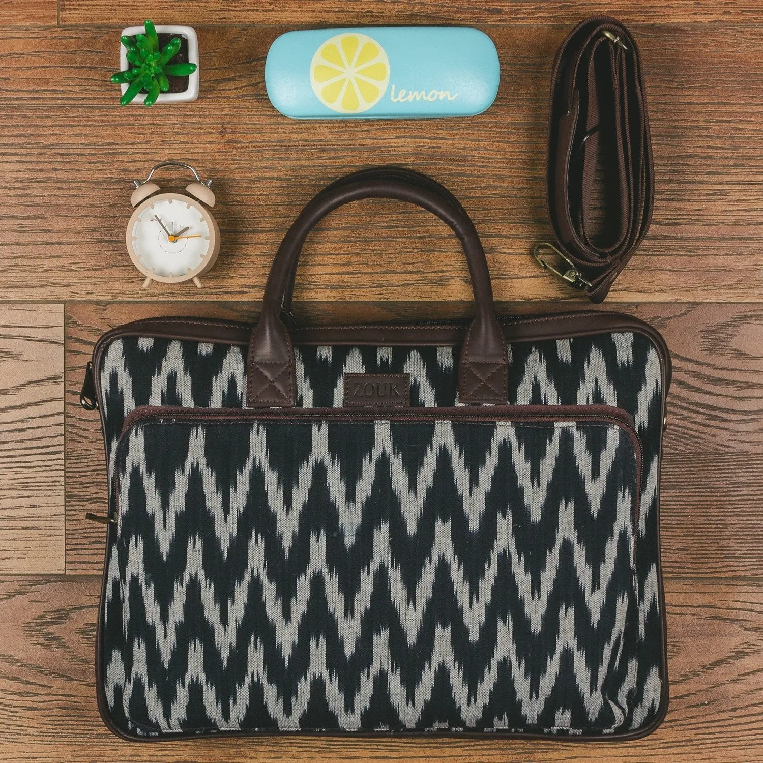 Ikat Print Combo - Laptop Bag & Chain Wallet