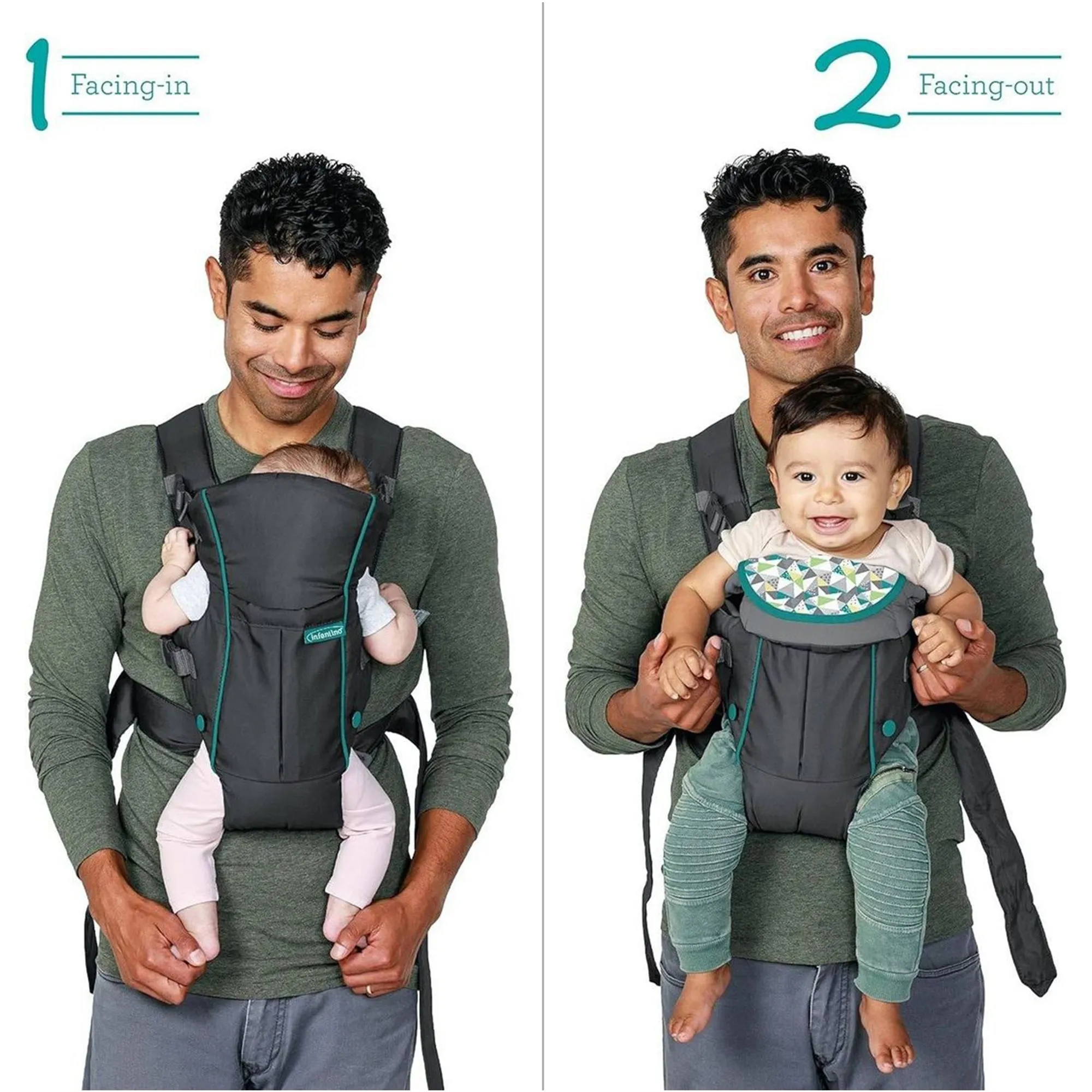 Infantino Swift Classic Carrier With Pocket - Grey - Birth to 12 Months Distressed Box