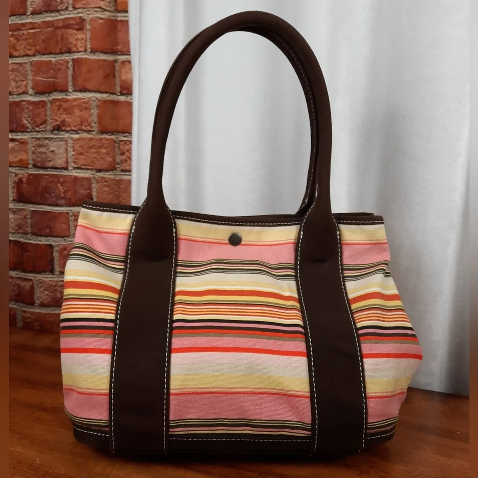 J Crew Vintage Striped Small Top Handle Tote Bag