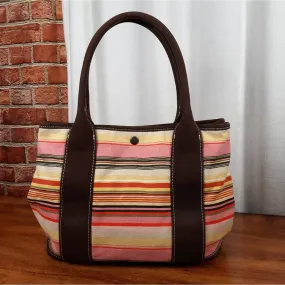 J Crew Vintage Striped Small Top Handle Tote Bag