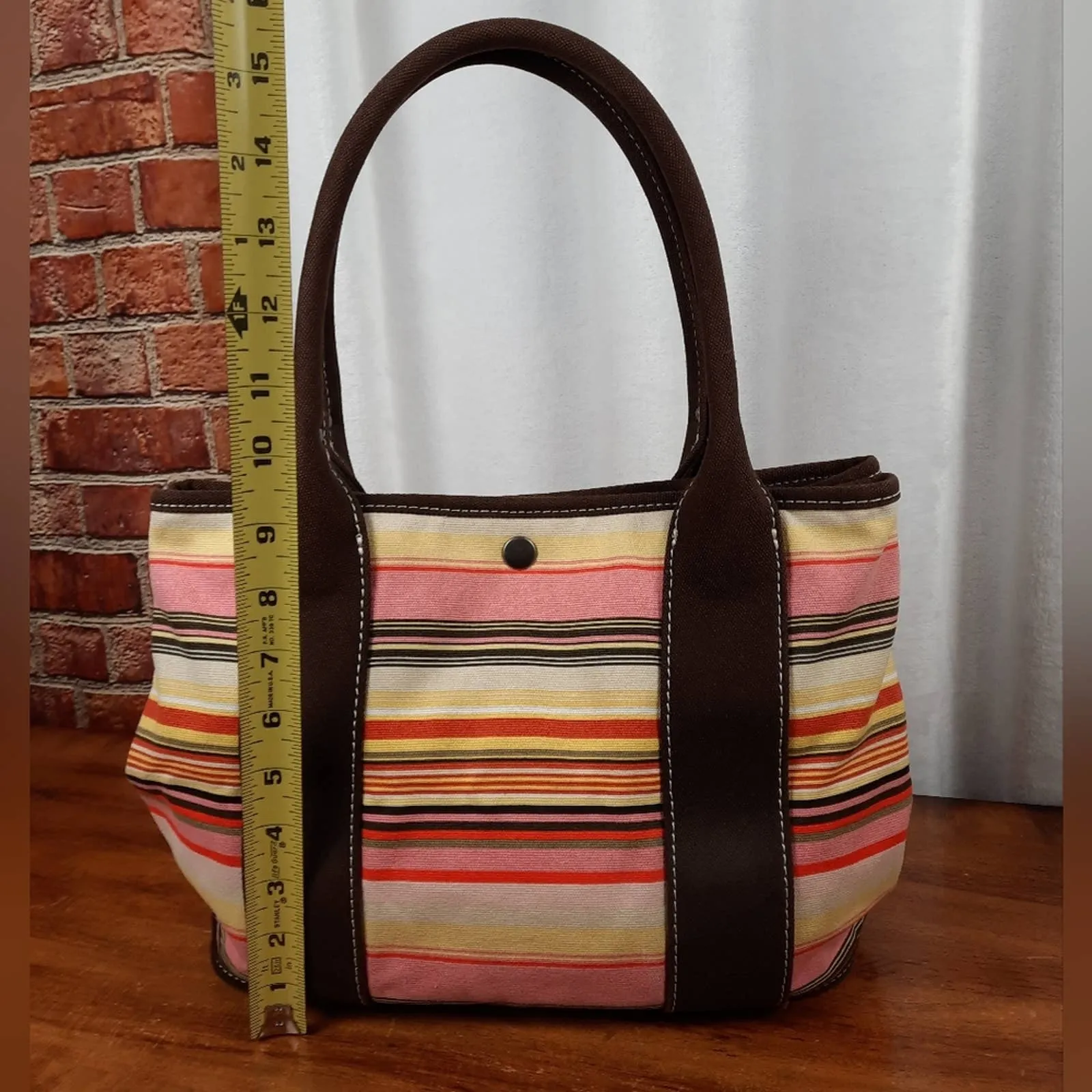 J Crew Vintage Striped Small Top Handle Tote Bag