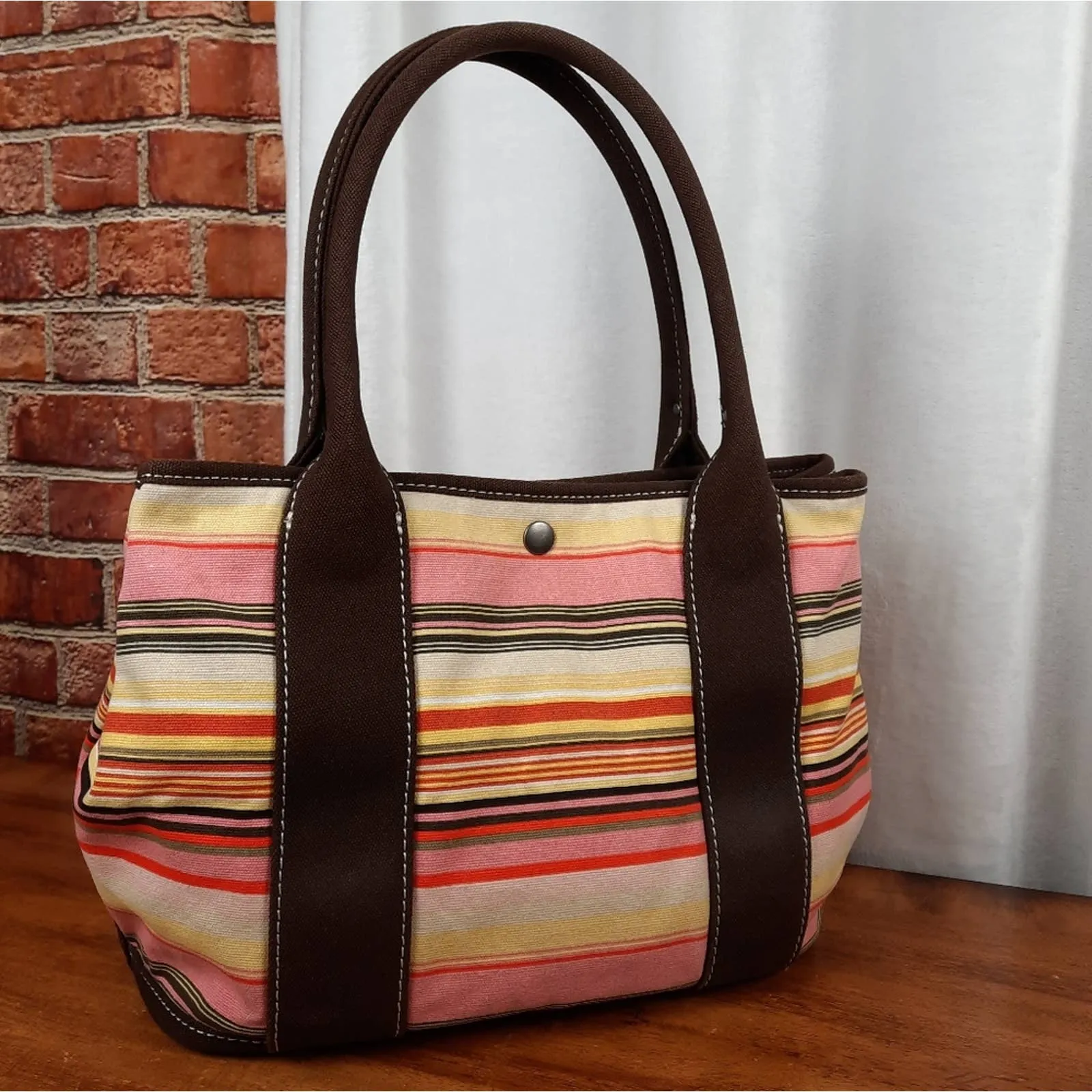 J Crew Vintage Striped Small Top Handle Tote Bag