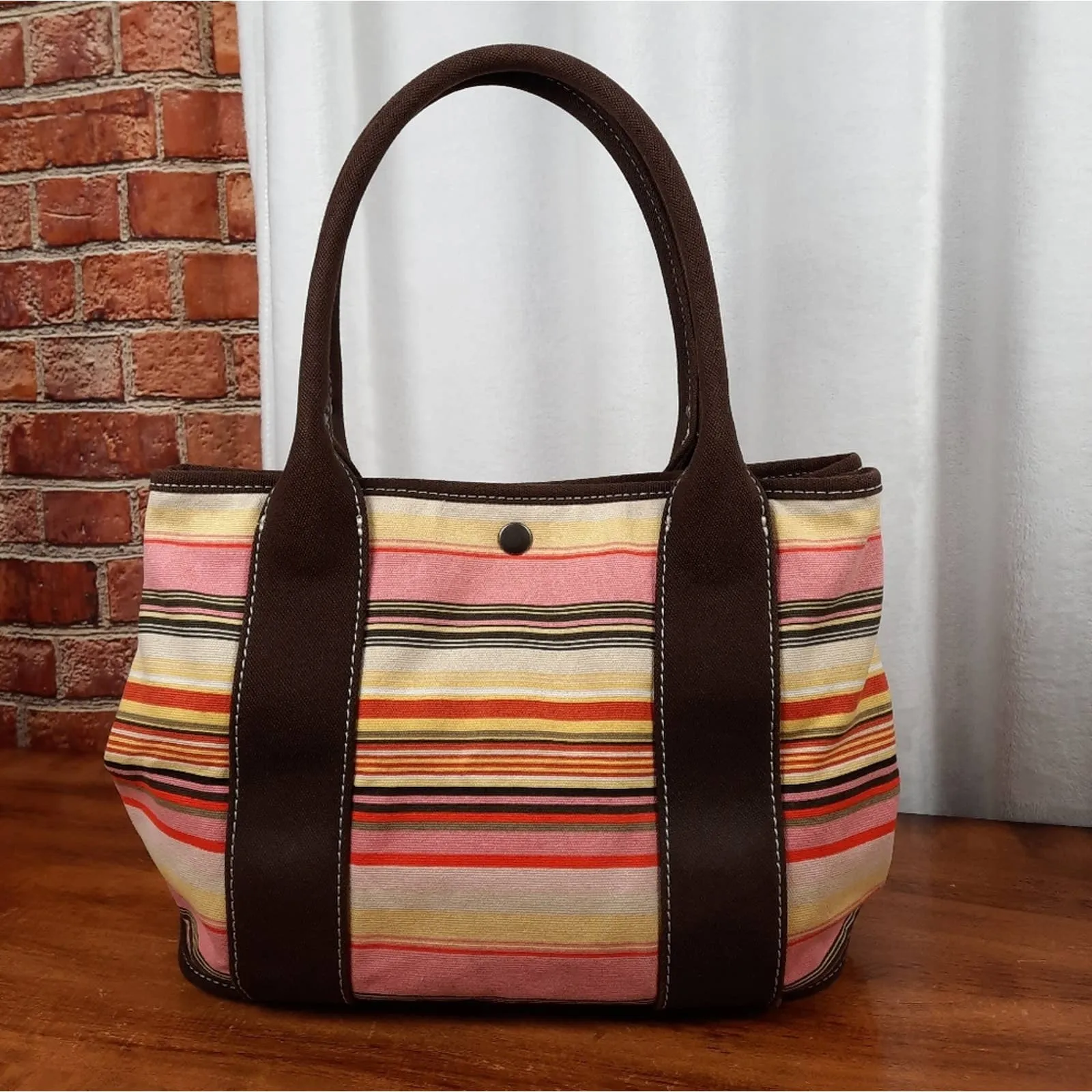 J Crew Vintage Striped Small Top Handle Tote Bag