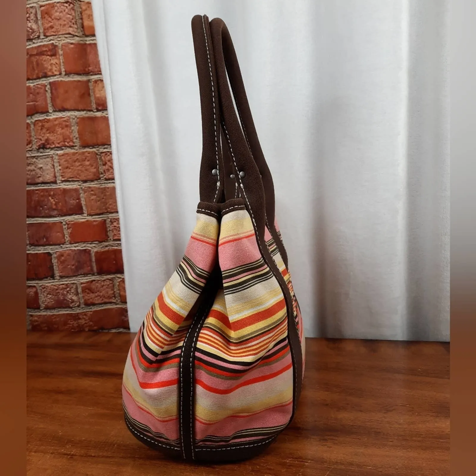 J Crew Vintage Striped Small Top Handle Tote Bag