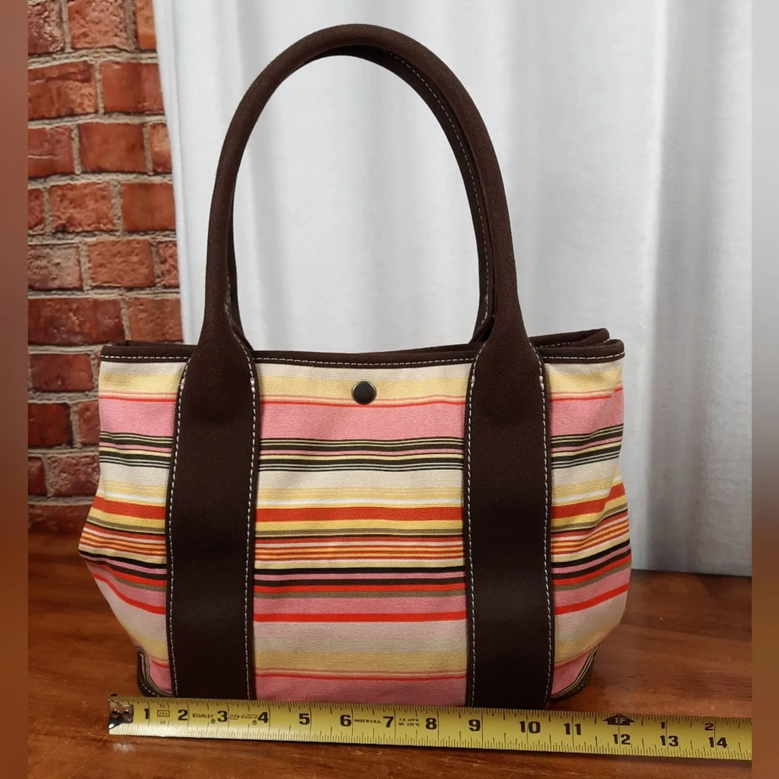 J Crew Vintage Striped Small Top Handle Tote Bag