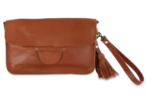 JANE LEATHER CLUTCH IN MOCCA