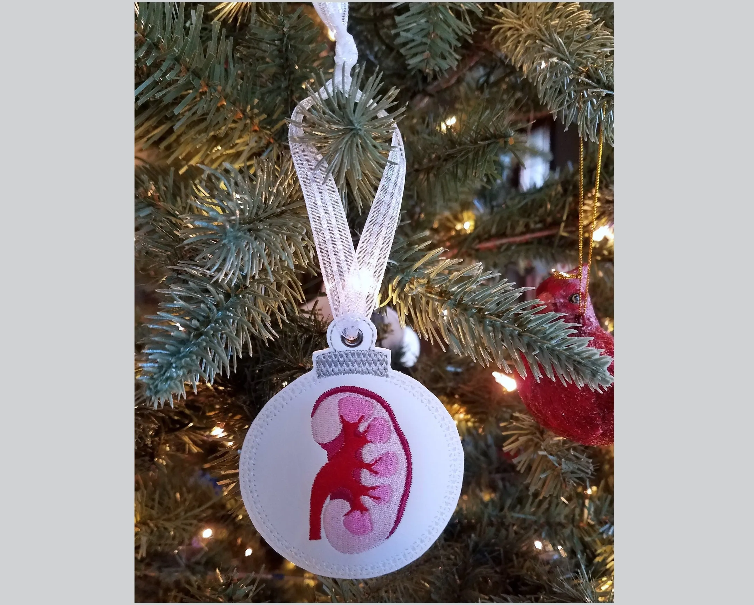 Kidney Embroidered Christmas Ornament