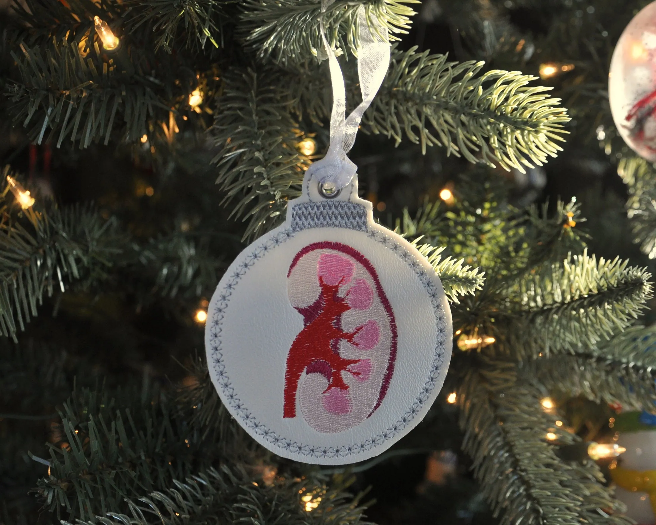 Kidney Embroidered Christmas Ornament