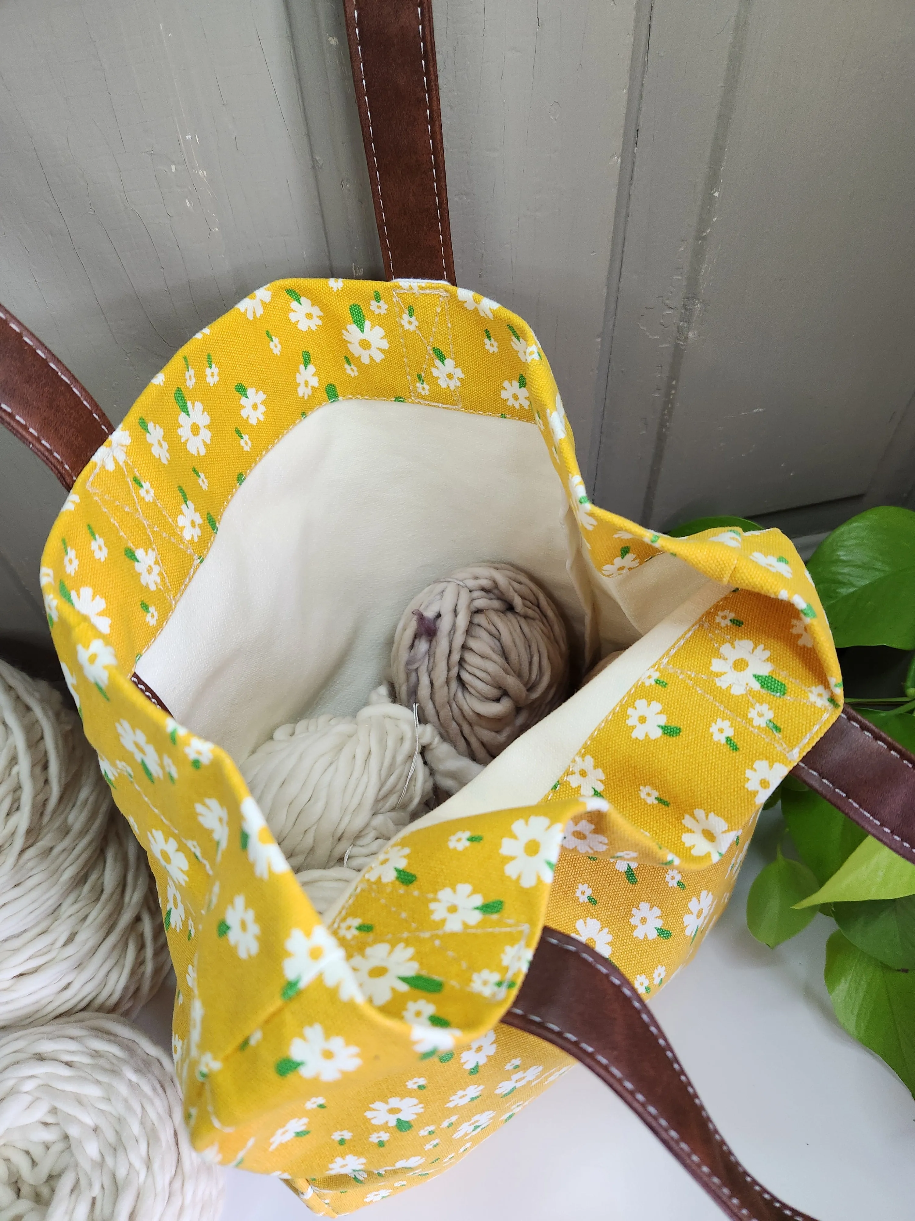 Knitting Project Bag, Market Tote, Carmel