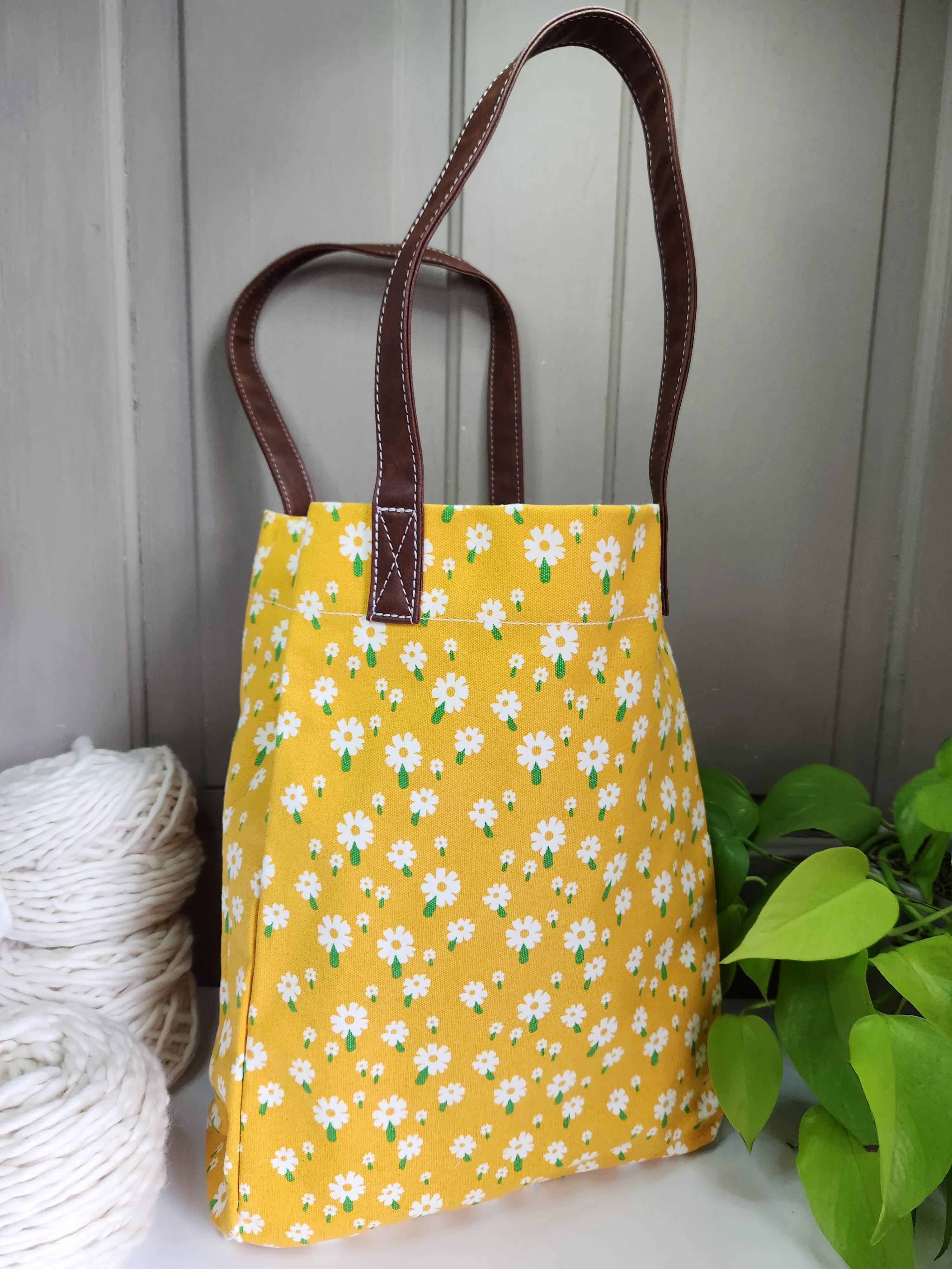 Knitting Project Bag, Market Tote, Carmel