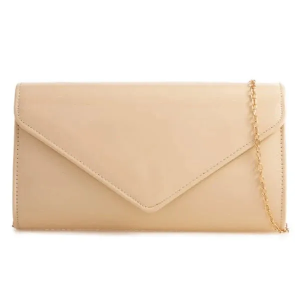 Koko Cream Patent Envelope Clutch Bag