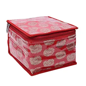 Kuber Industries Brocade Jewellery Box/Organizer with 10 Pouch - Red-CTKTC21465