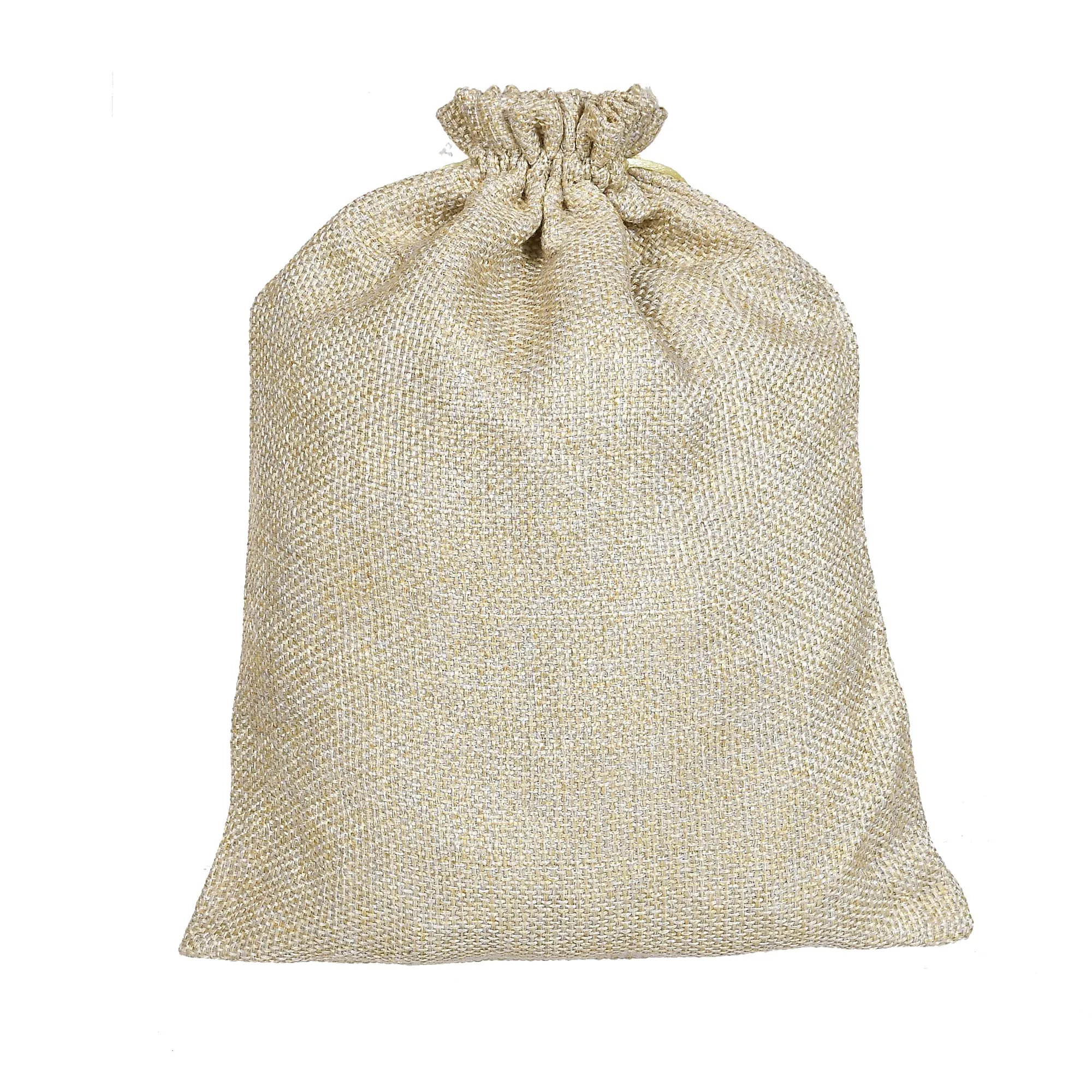 Kuber Industries Jute Medium Size Potli Gift Bags Wedding Hessian Jute Medium Size Bags Linen Jewelry Pouches with Drawstring for Birthday, Party, Wedding Favors-Pack of 3 (Gold) (HS_36_KUBMART019522)