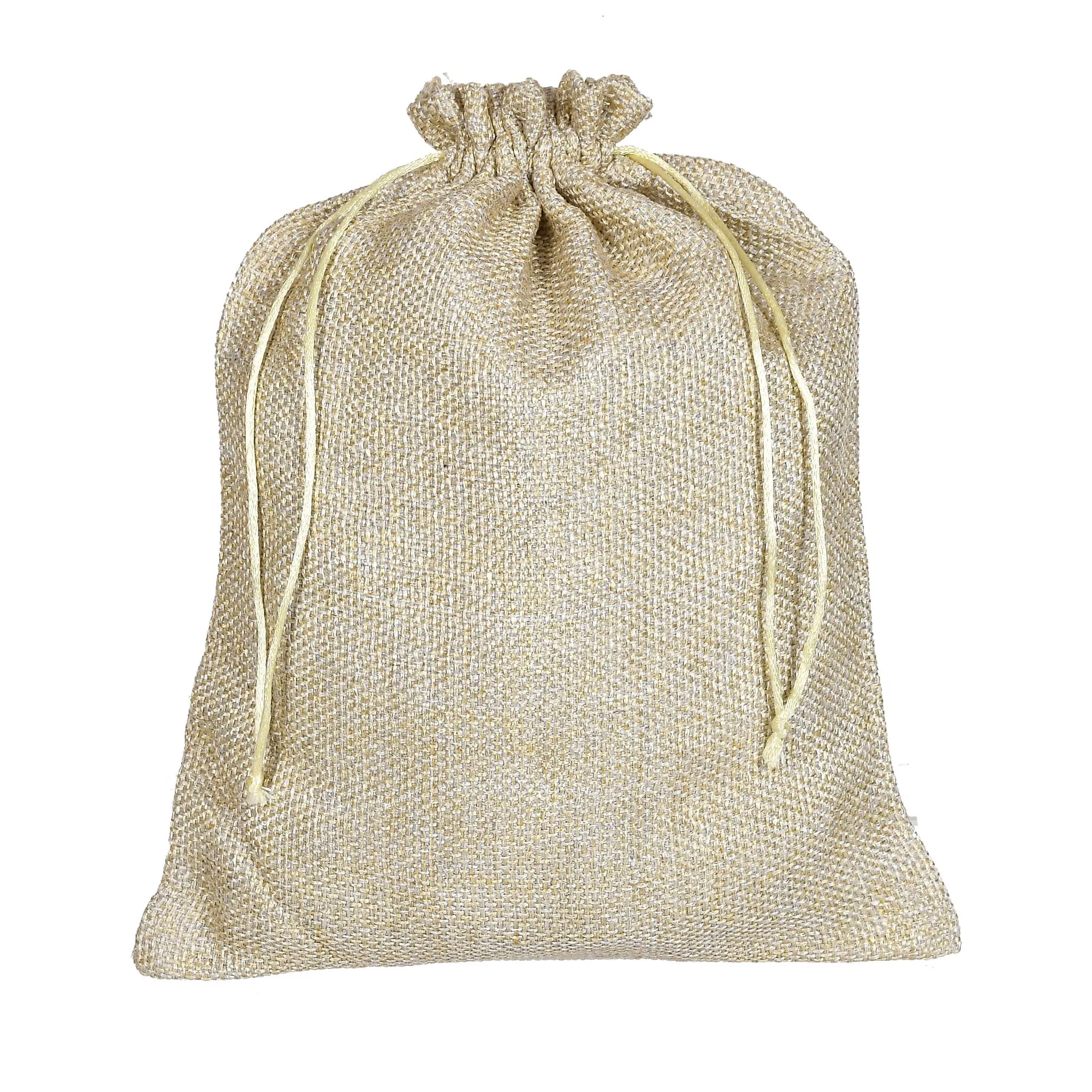 Kuber Industries Jute Medium Size Potli Gift Bags Wedding Hessian Jute Medium Size Bags Linen Jewelry Pouches with Drawstring for Birthday, Party, Wedding Favors-Pack of 3 (Gold) (HS_36_KUBMART019522)