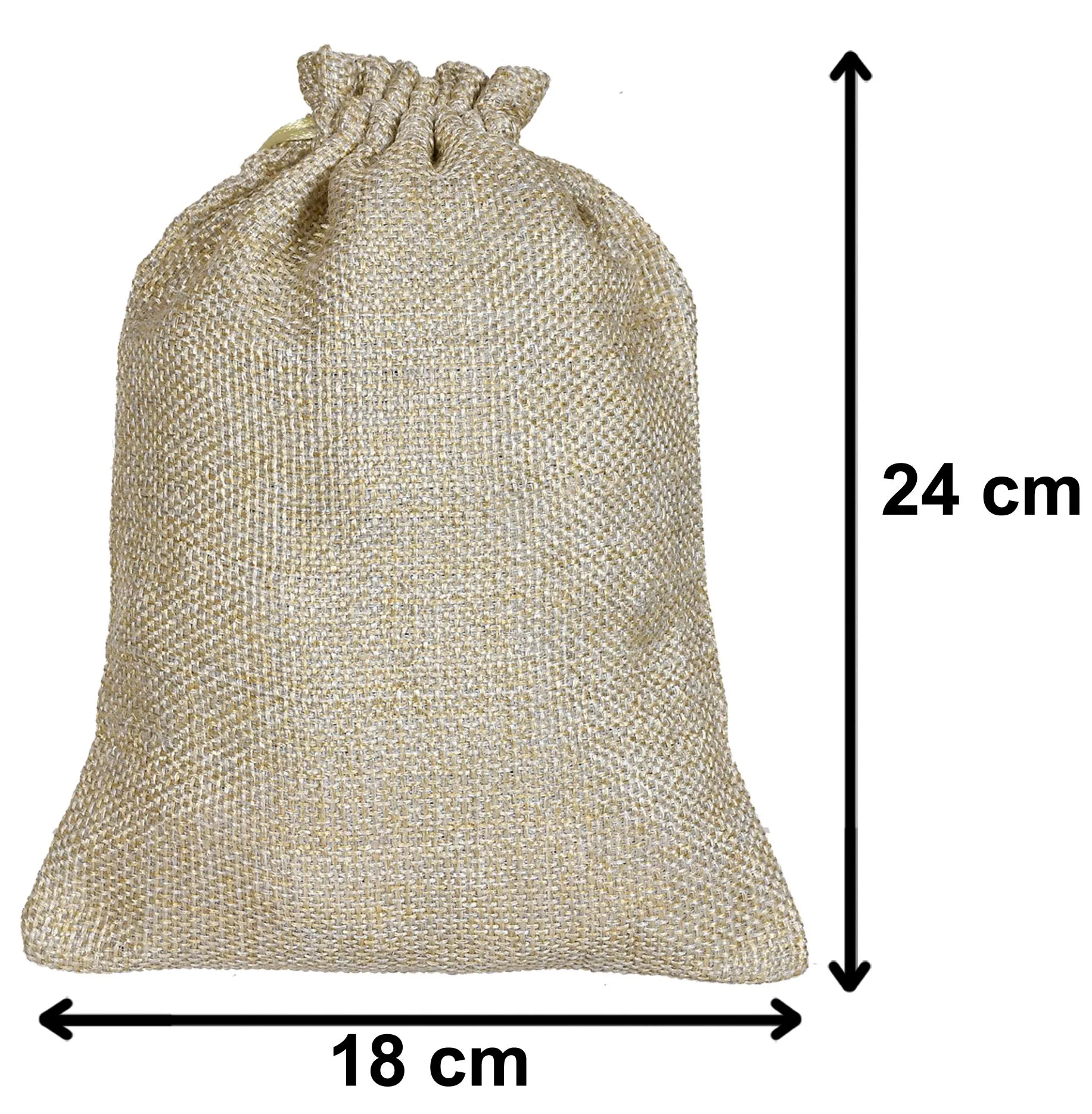 Kuber Industries Jute Medium Size Potli Gift Bags Wedding Hessian Jute Medium Size Bags Linen Jewelry Pouches with Drawstring for Birthday, Party, Wedding Favors-Pack of 3 (Gold) (HS_36_KUBMART019522)