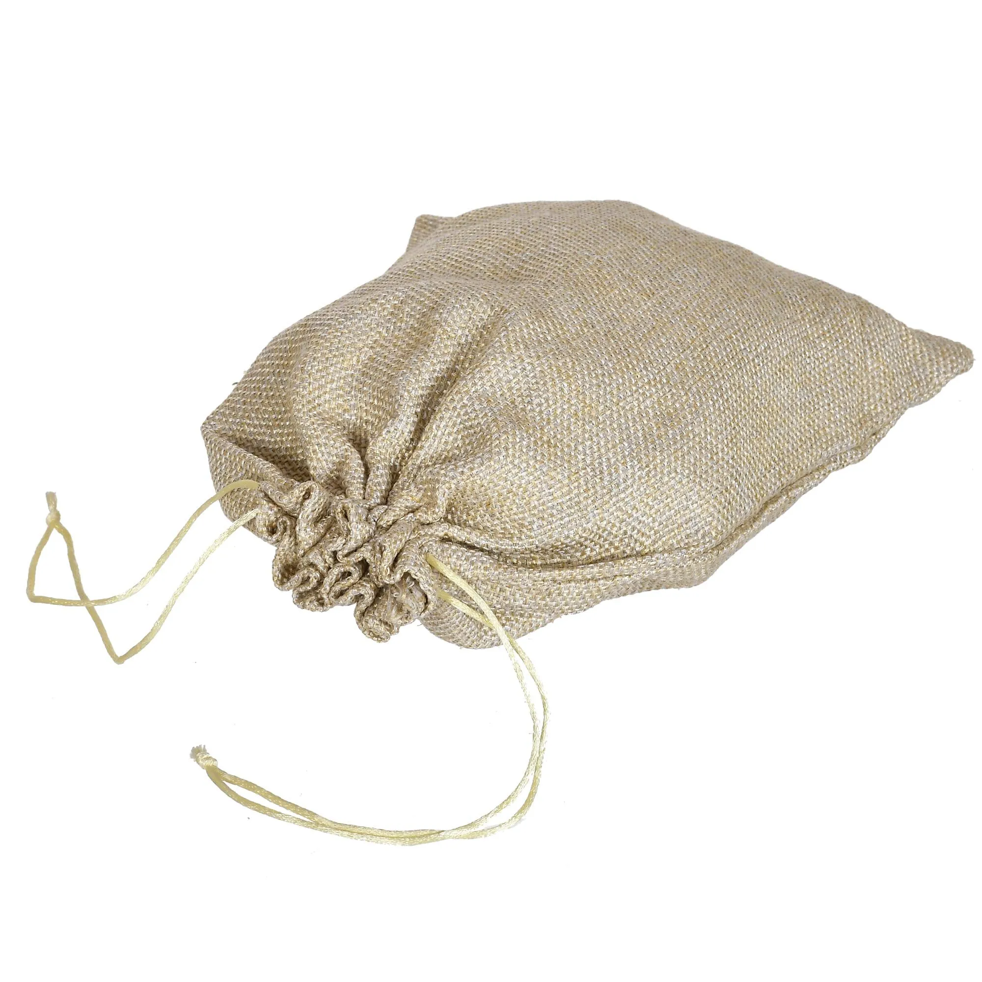 Kuber Industries Jute Medium Size Potli Gift Bags Wedding Hessian Jute Medium Size Bags Linen Jewelry Pouches with Drawstring for Birthday, Party, Wedding Favors-Pack of 3 (Gold) (HS_36_KUBMART019522)