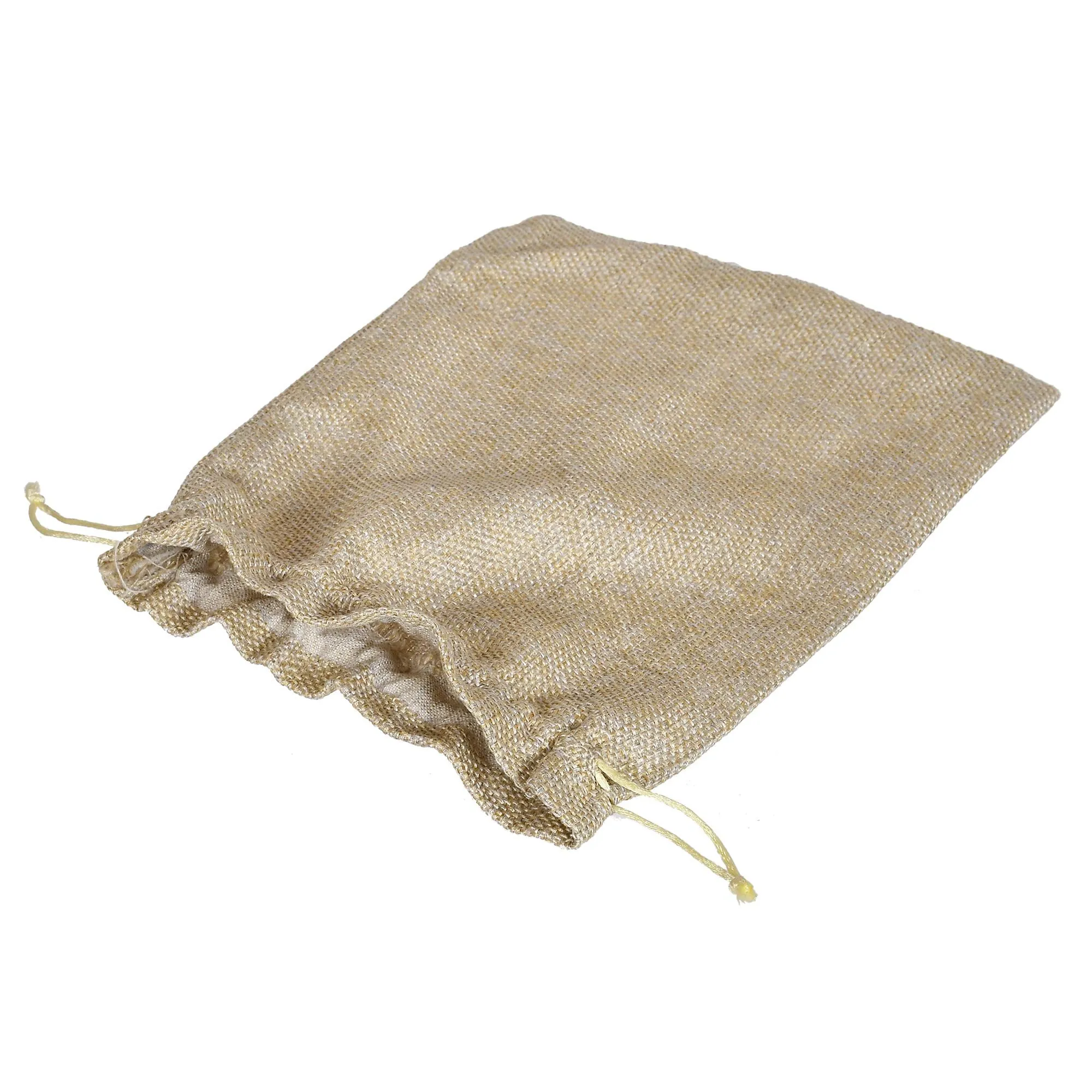 Kuber Industries Jute Medium Size Potli Gift Bags Wedding Hessian Jute Medium Size Bags Linen Jewelry Pouches with Drawstring for Birthday, Party, Wedding Favors-Pack of 3 (Gold) (HS_36_KUBMART019522)