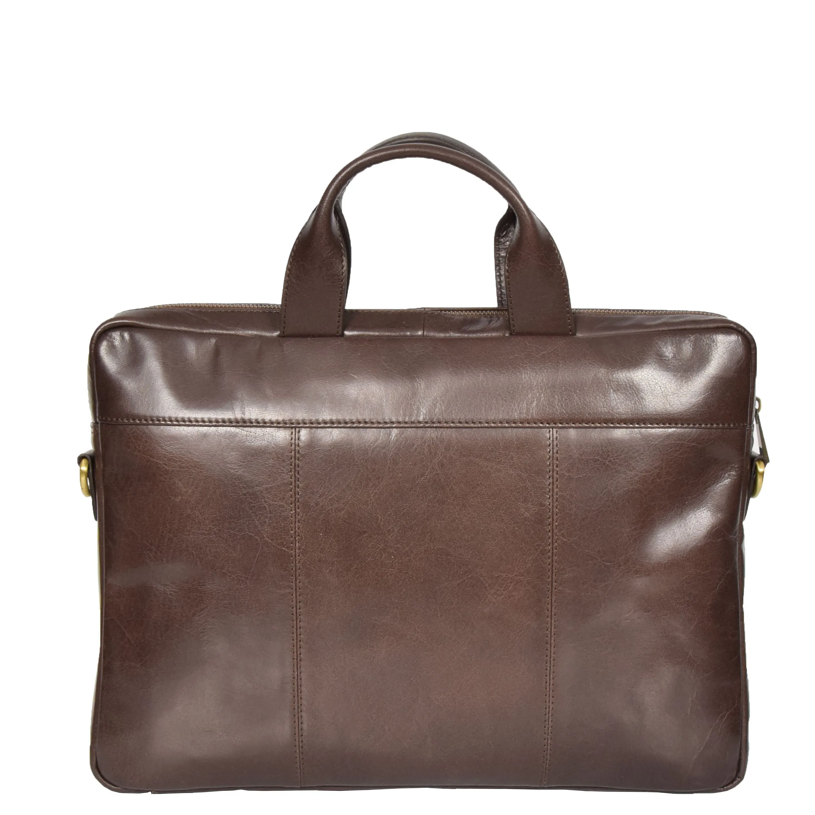 Laptop Briefcase Real Leather Business Bag Messenger Satchel Brown Nice