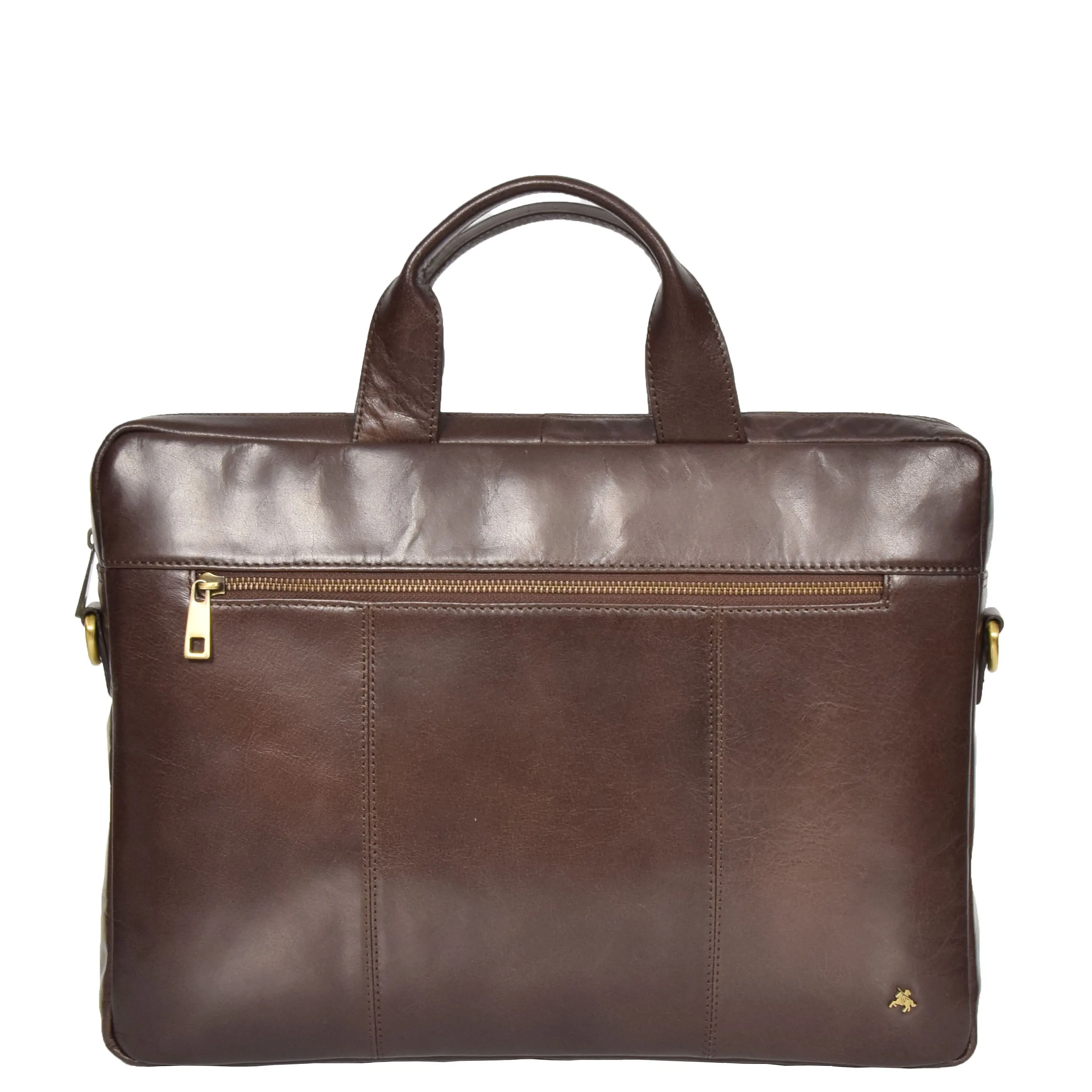 Laptop Briefcase Real Leather Business Bag Messenger Satchel Brown Nice