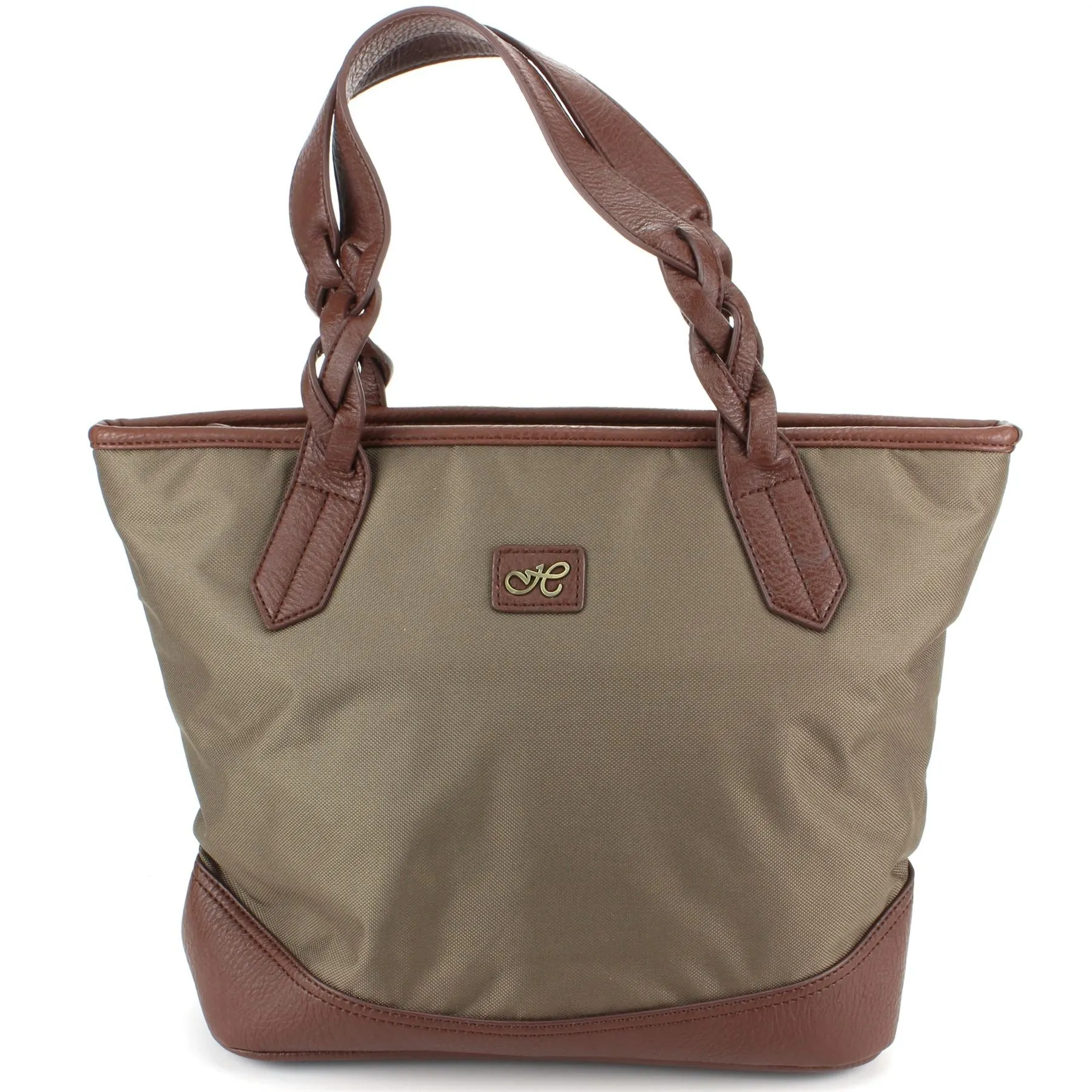 Large Canvas Shopper Bag Handbag - Brown