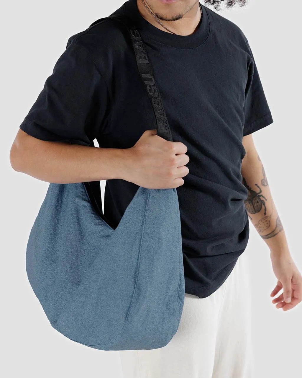 Large Nylon Crescent Bag - Digital Denim