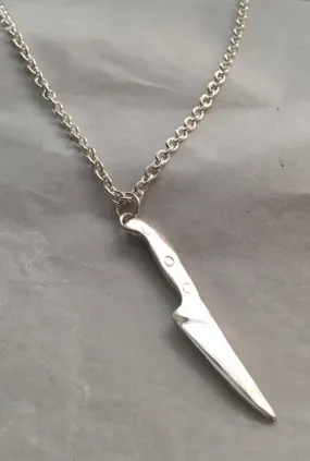 Large Sterling Chef Knife Pendant Necklace